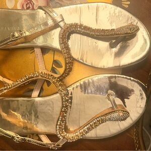 Snake Gold Sandals with Rhinestone Detailing